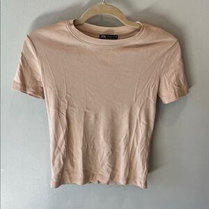 Zara Women's Beige Short Sleeve Tee